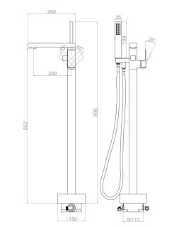 Напольный смеситель для ванны DQ Bayern.Liszt DA1516008 белый матовый